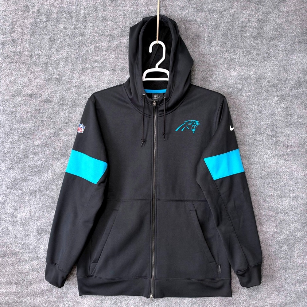 Nike NFL Carolina Panthers Dri-FIT On-Field Full Zip Hoodie Black Mens Large